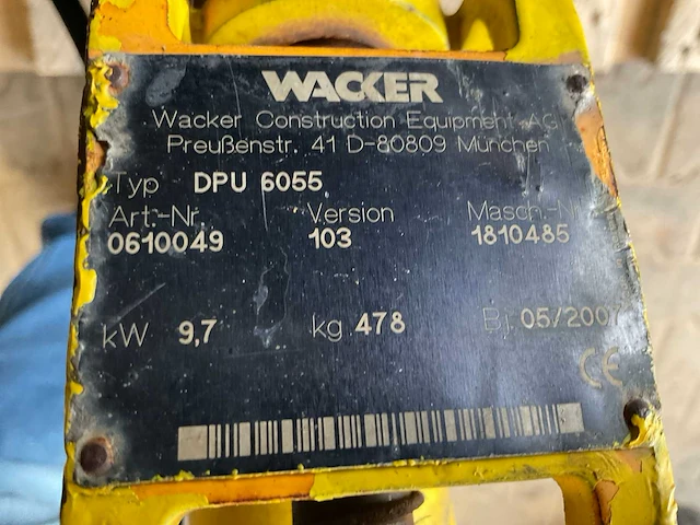 2007 wacker dpu 6055 trilplaat - afbeelding 2 van  10