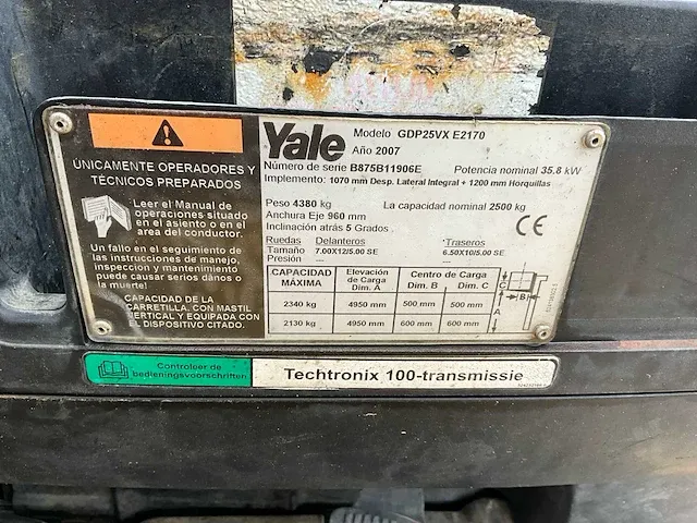 2007 yale gdp25vx vorkheftruck - afbeelding 19 van  26