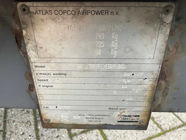 2008 atlas copco xas 57 luchtcompressor - afbeelding 5 van  8