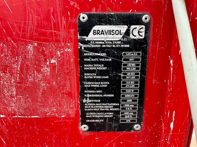 2008 braviisol leonardo lui mini hd hoogwerker / personenlift - afbeelding 4 van  12