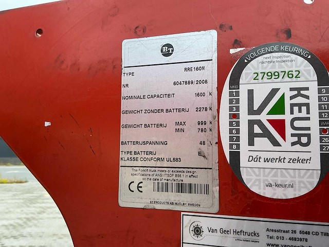 2008 bt rre 160m reach truck - afbeelding 4 van  13