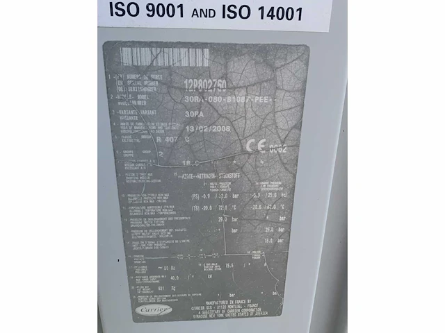 2008 carrier 30ra-080-b1087-pee chiller - afbeelding 2 van  10