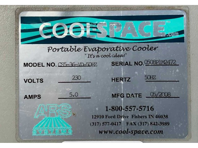 2008 cool-space evaporative cooler cs5-36 verdampingskoeler - afbeelding 7 van  7