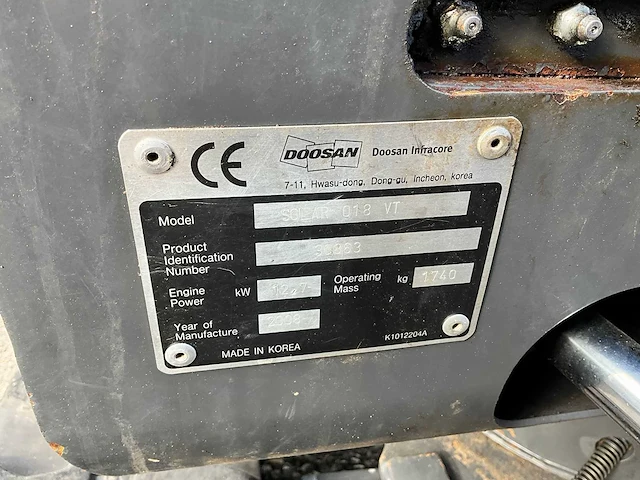 2008 doosan solar 018vt minigraafmachine - afbeelding 24 van  31