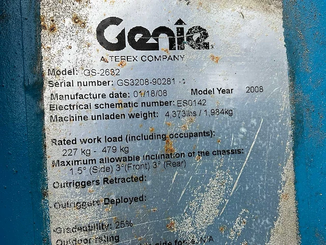 2008 genie gs-2632 hoogwerker - afbeelding 4 van  12
