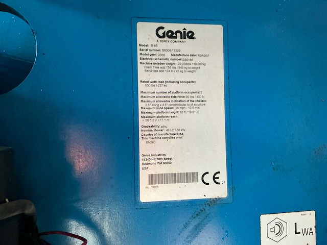 2008 genie s-65 hoogwerker - afbeelding 14 van  23