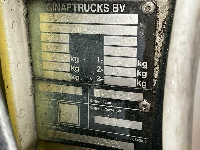 2008 ginaf c2120n vrachtwagen met laadkraan en haakarm - afbeelding 31 van  40