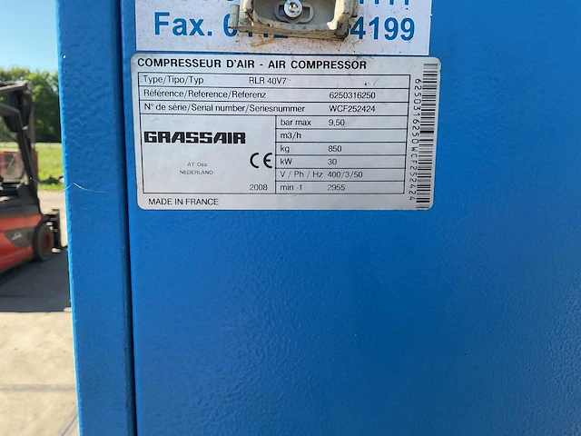 2008 grassair rlr 40v7 schroefcompressor - afbeelding 5 van  9