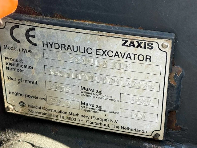 2008 hitachi zx30u-2 clr minigraafmachine - afbeelding 7 van  15