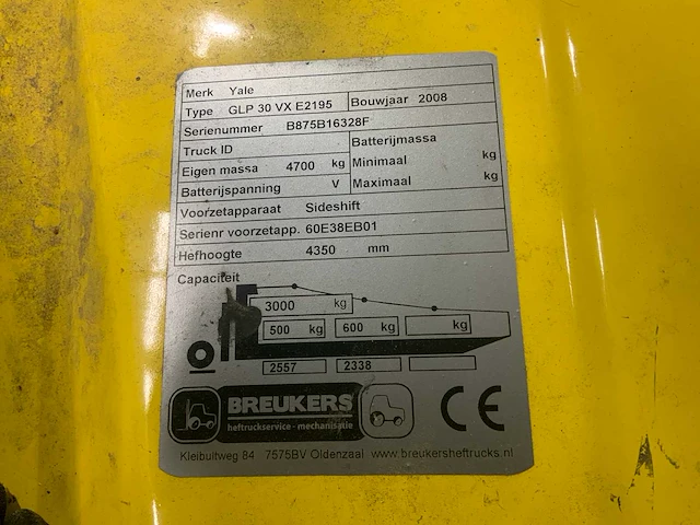 2008 hyster glp 30 vx e2195 vorkheftruck - afbeelding 16 van  23