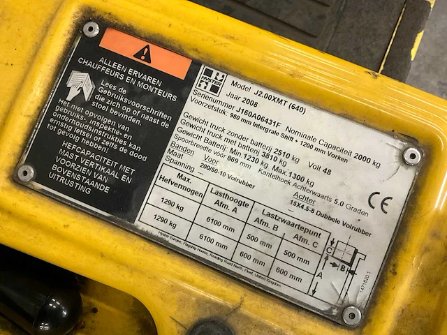 2008 hyster j2.00zmt vorkheftruck - afbeelding 22 van  29
