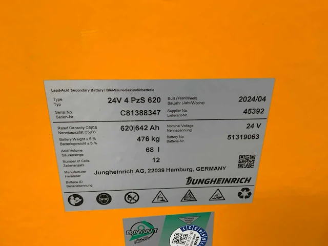 2008 jungheinrich eks110 orderpicker met accu van 2024 - afbeelding 2 van  19