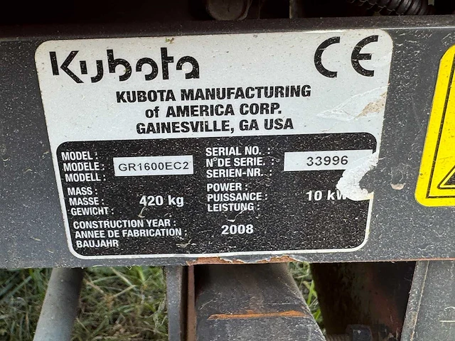 2008 kubota gr 1600 ec2 diesel zitmaaier - afbeelding 10 van  10