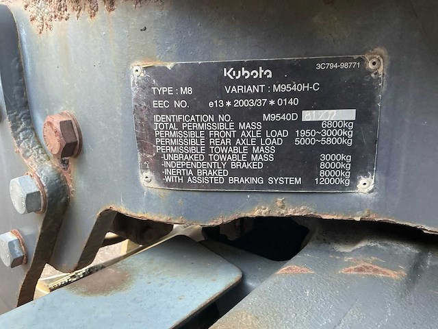 2008 kubota m9540h-c vierwielaangedreven landbouwtractor - afbeelding 54 van  58