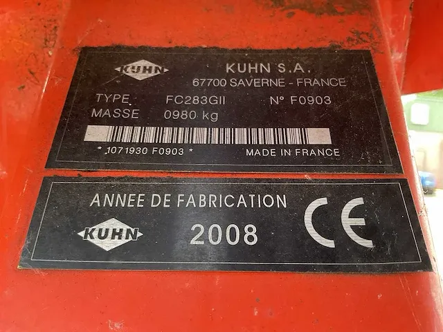 2008 kuhn fc 283 gii maaimachine - afbeelding 4 van  12