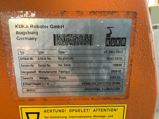 2008 kuka kr 360 l 280-2 6 industriële robot - afbeelding 14 van  22