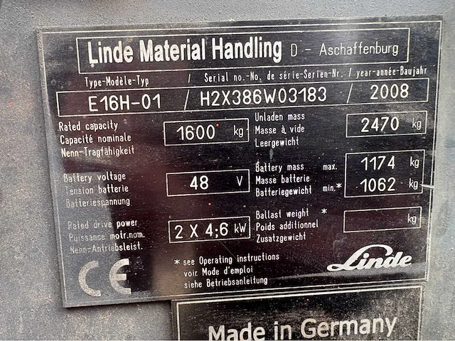 2008 linde e16h-01 vorkheftruck - afbeelding 31 van  37