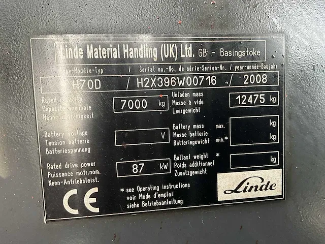 2008 linde h70d vorkheftruck - afbeelding 16 van  23