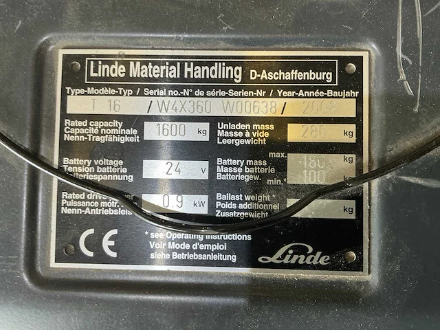 2008 linde t16 elektrische palletwagen - afbeelding 5 van  13
