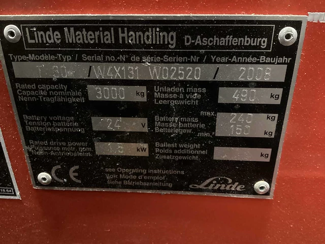2008 linde t30 elektrische palletwagen - afbeelding 6 van  7