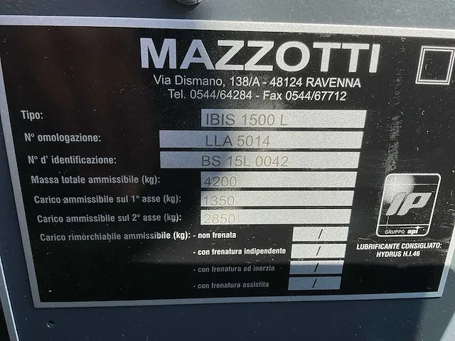 2008 mazzotti ibis 1500l veldspuit (16,5m rau boom) - afbeelding 73 van  76