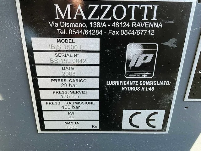 2008 mazzotti ibis 1500l veldspuit (16,5m rau boom) - afbeelding 74 van  76