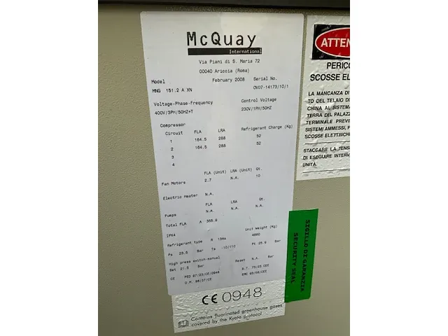 2008 mcquay mng 151.2 a chiller - afbeelding 5 van  5