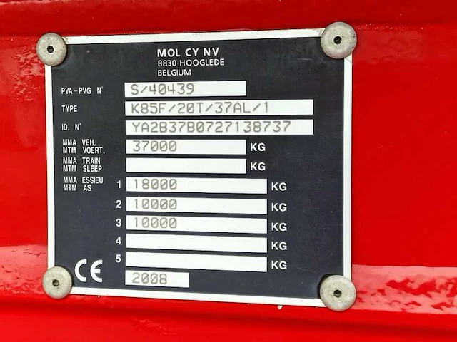 2008 mol k85f/20t/37al/1 oplegger met kipper - afbeelding 18 van  25