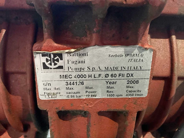 2008 pagani mec4000 hlf mestvacuümpomp, hydraulisch aangedreven - afbeelding 5 van  5