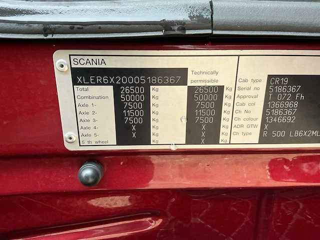 2008 scania r500b 6x2 v8 vrachtwagen geconditioneerd - afbeelding 32 van  46
