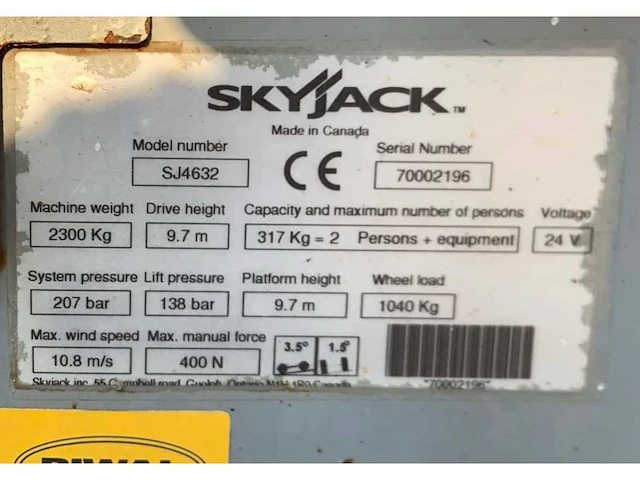 2008 skyjack sj4632 hoogwerker - afbeelding 11 van  19