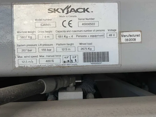 2008 skyjack sj8841 hoogwerker - afbeelding 10 van  19