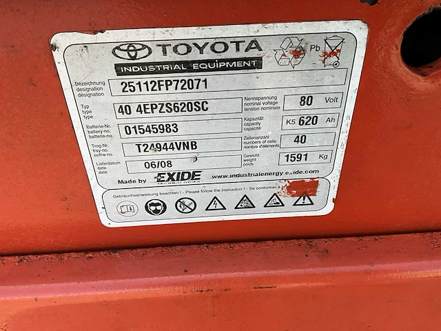 2008 toyota 7fbmf20 vorkheftruck - afbeelding 9 van  19