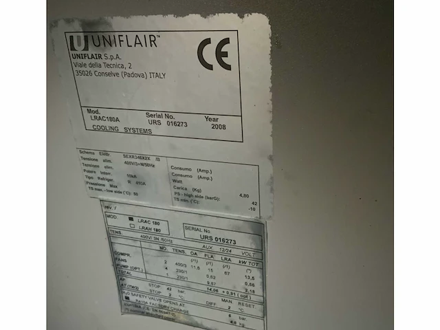2008 uniflair lrac 180a chiller - afbeelding 8 van  8