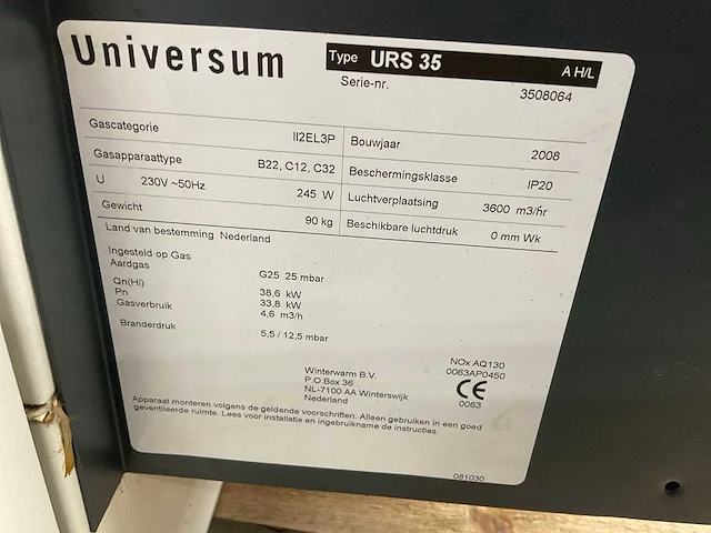 2008 universum urs 35 industriële verwarmingsinstallatie - afbeelding 5 van  5