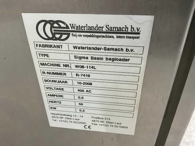 2008 waterlander samach sigma basic bagloader met b51 snijmachine - afbeelding 15 van  22