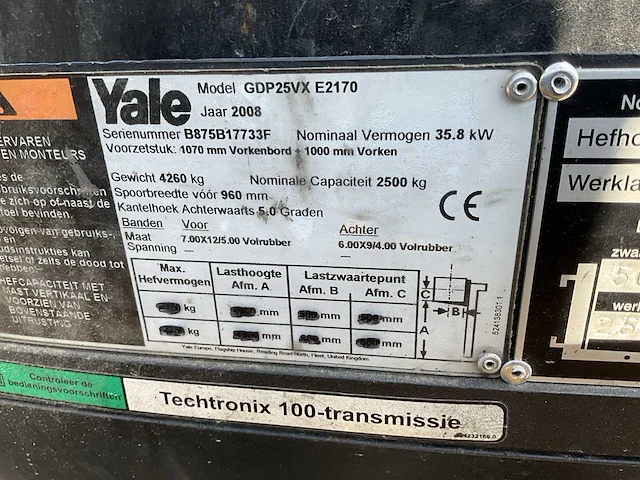 2008 yale gdp25vx vorkheftruck - afbeelding 16 van  24