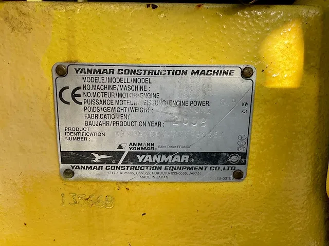 2008 yanmar sv08-1 minigraafmachine - afbeelding 7 van  15