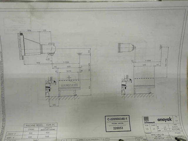 2009 anayak hvm-7000-pc bedfreesmachines met beweegbare kolom - afbeelding 54 van  65