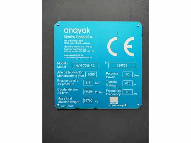 2009 anayak hvm-7000-pc bedfreesmachines met beweegbare kolom - afbeelding 62 van  65