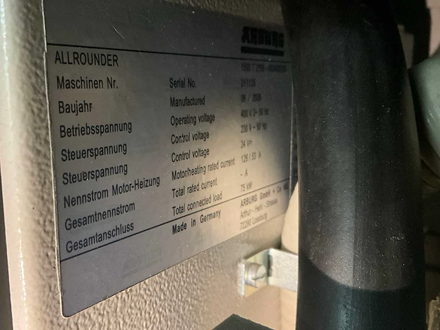 2009 arburg allrounder 1500t spuitgietmachine - afbeelding 16 van  23