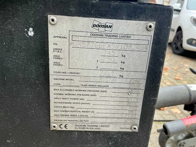 2009 doosan w700 luchtcompressor - afbeelding 10 van  18