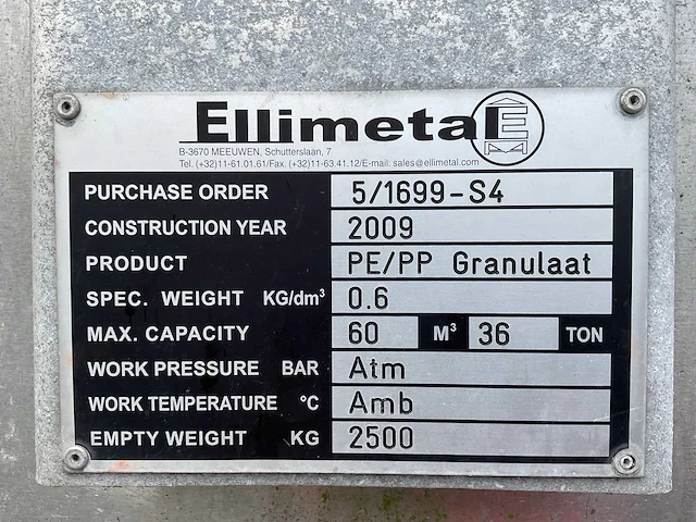 2009 ellimetal 4x 60m3 silo opstelling - afbeelding 11 van  19