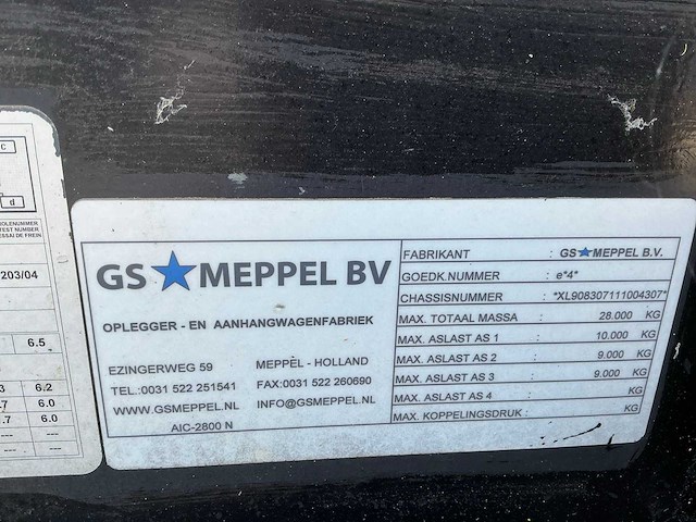 2009 gs meppel aic-2800n container chassis aanhanger - afbeelding 43 van  50