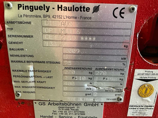 2009 haulotte optimum 6 hoogwerker - afbeelding 4 van  12
