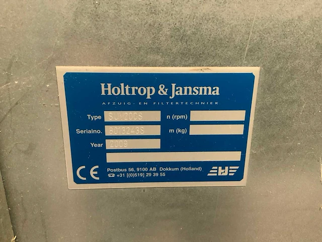 2009 holtrop & jansma suv200s filterafzuiginstallatie - afbeelding 6 van  9