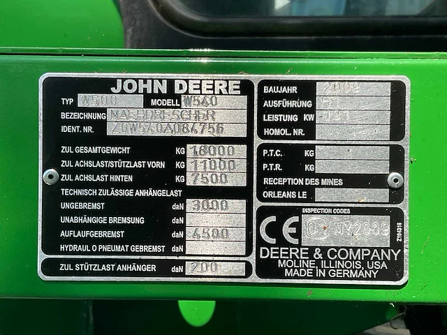 2009 john deere w540 maaidorser - afbeelding 36 van  57