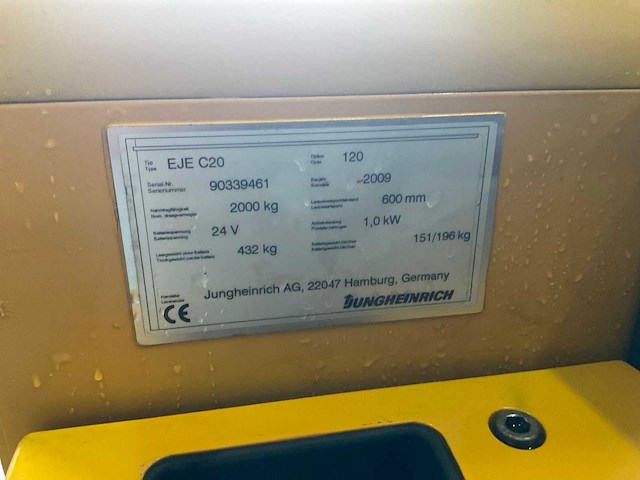 2009 jungheinrich ejec20 elektrische meeneemheftruck - afbeelding 3 van  11