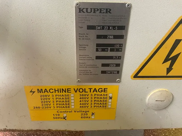 2009 kuper swt23 xl-5 vierzijdige schaafmachine - afbeelding 10 van  14