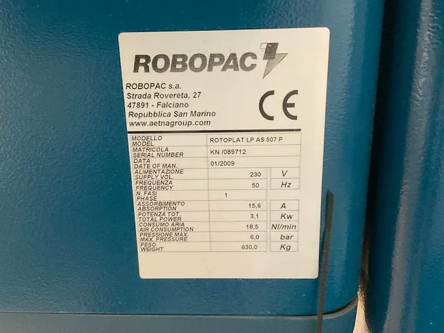 2009 robopac rotoplat lp as 507 p palletfoliewikkelaar - afbeelding 4 van  12